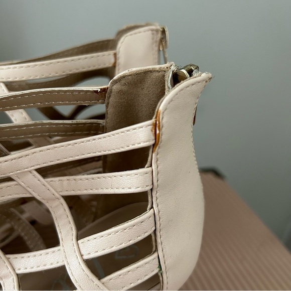 Lilley Cream Cage Heels Gladiator Sandal Tan Open Toe Casual Cocktail Neutral - Picture 10 of 14